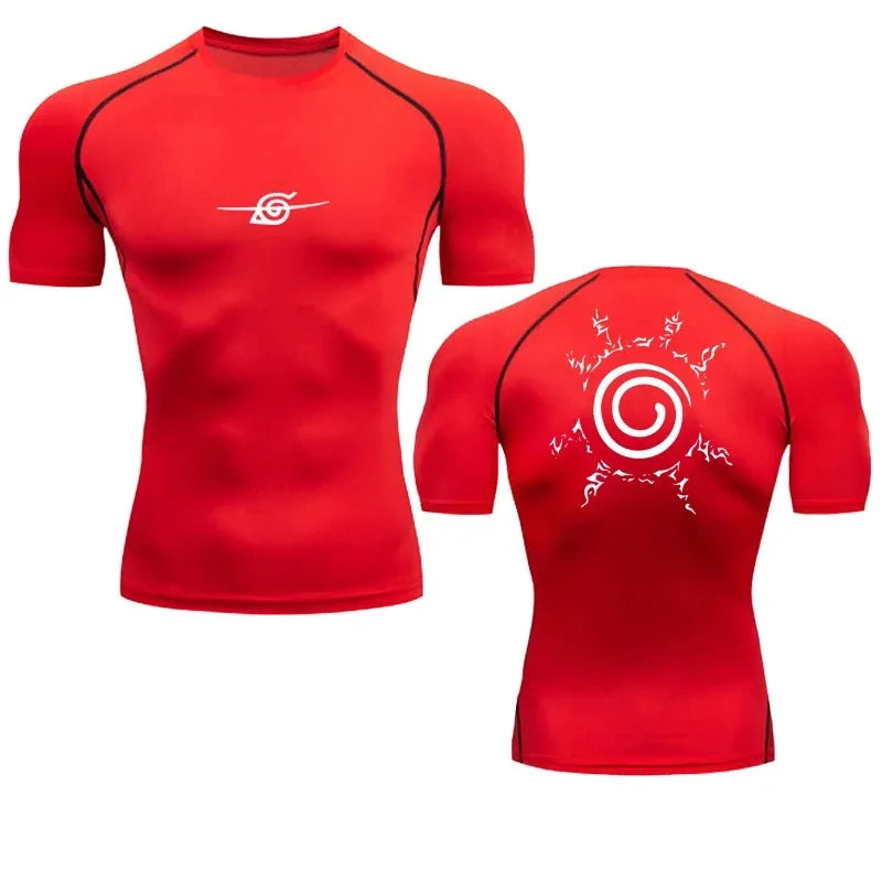 Naruto Anime Summer Short Sleeve T-Shirt Men Compression Shirt Running Quick Dry Gym Jogging Sports Shirts Rashguard Tops