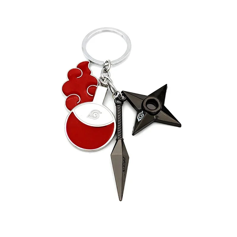 Naruto Keychain Toy Xiao Organization Red Cloud Keychain Kunai Shuriken Konoha Ninja Backpack Accessories Christmas Gift