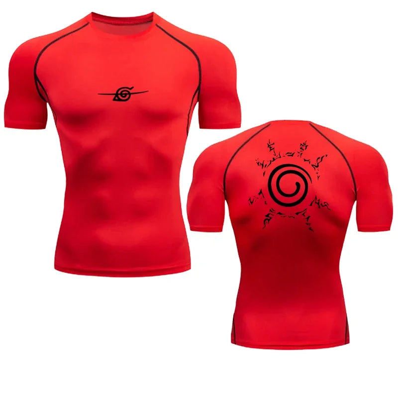 Naruto Anime Summer Short Sleeve T-Shirt Men Compression Shirt Running Quick Dry Gym Jogging Sports Shirts Rashguard Tops